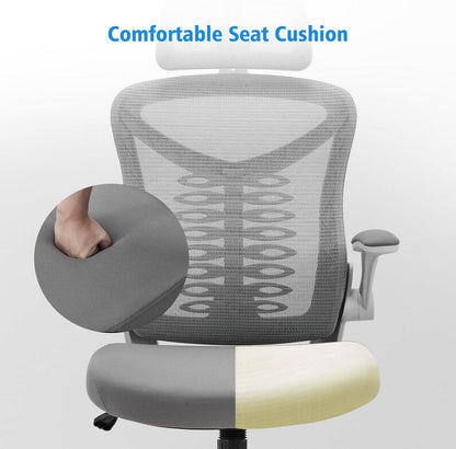 Ergonomischer Bürostuhl mit verstellbarer Lendenwirbelstütze & dickem Kissen