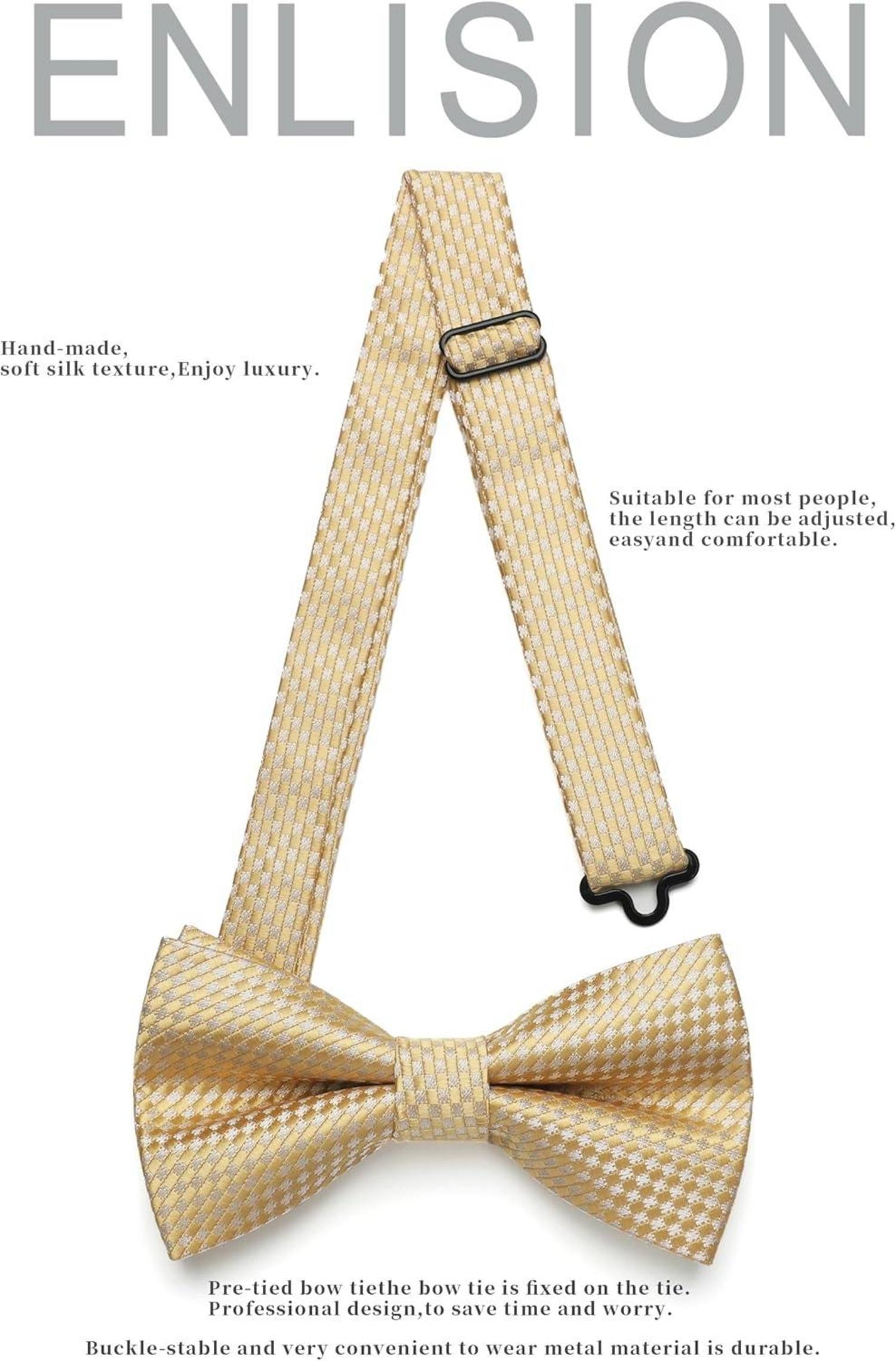 Enlision Herren Fliege Einstecktuch Set Hochzeit Anzug Champagner
