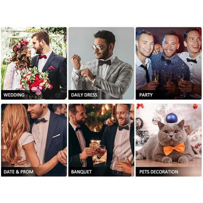 Enlision Herren Fliege Einstecktuch Set Hochzeit Vorgebunden