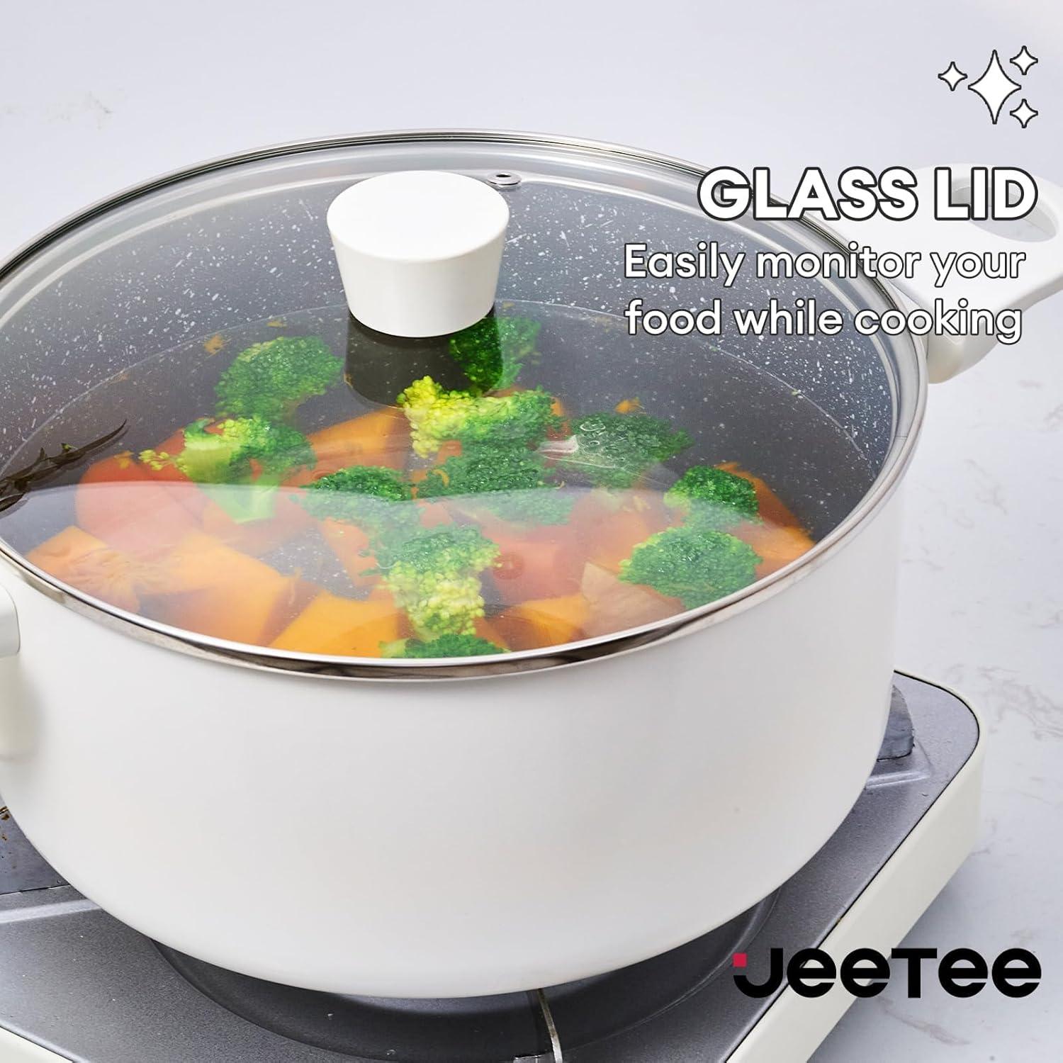 JEETEE 14tlg. Topfset Pfannenset induktion 18/20/24cm Antihaft Granit-Effekt