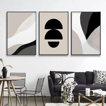 Premium Poster Set Schwarz Beige Abstrakt Kunst Bilder Boho