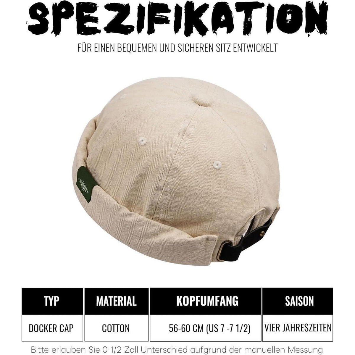 Docker Cap Baumwolle – Seemannsmütze Herren & Damen | Beige