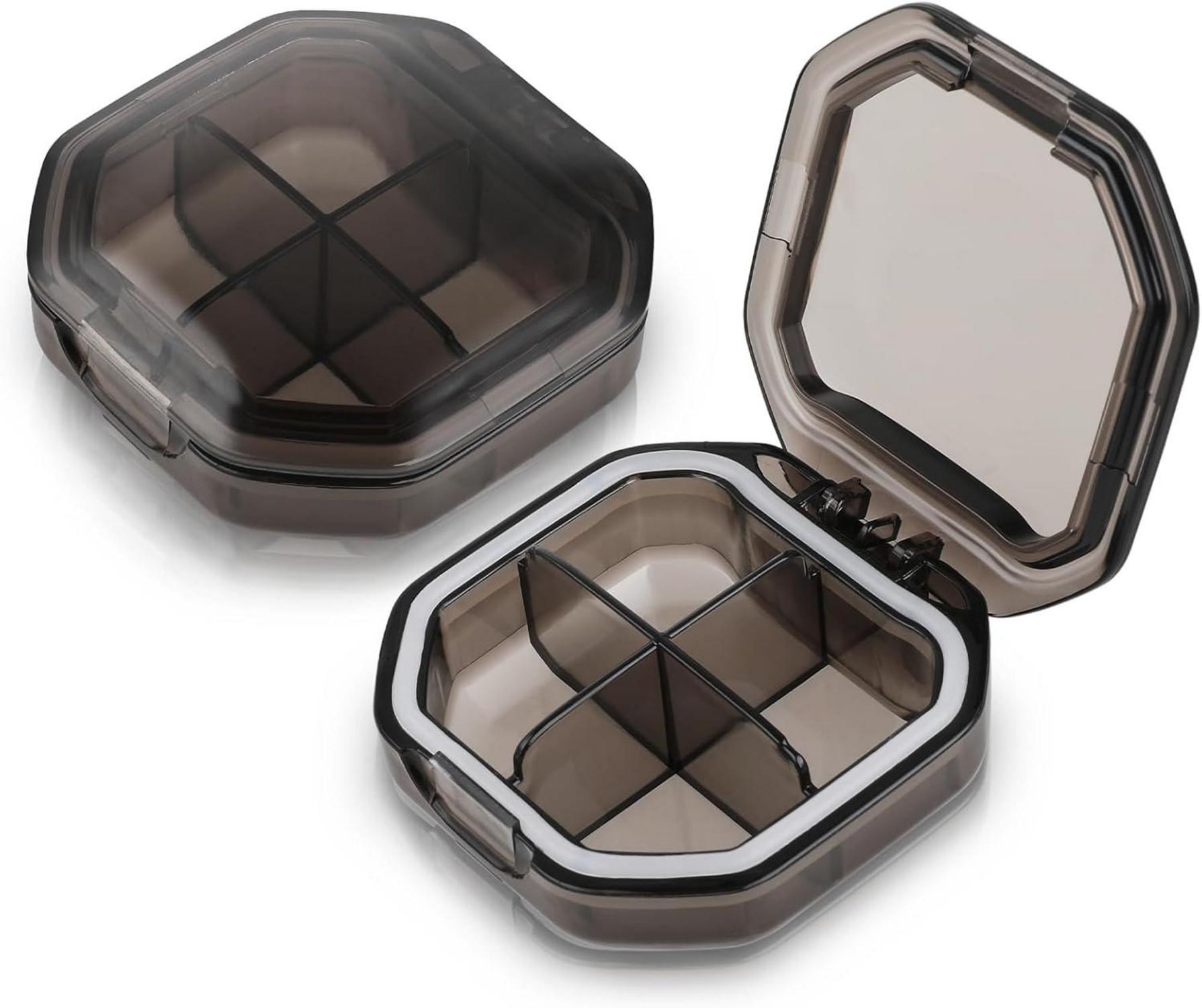 Pillendose mit 4 Fächern Tablettenbox Reise Organizer