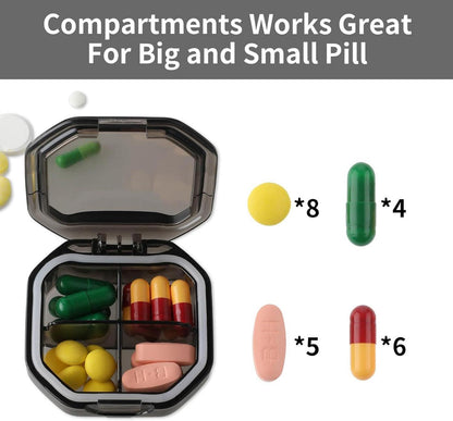 Pillendose mit 4 Fächern Tablettenbox Reise Organizer