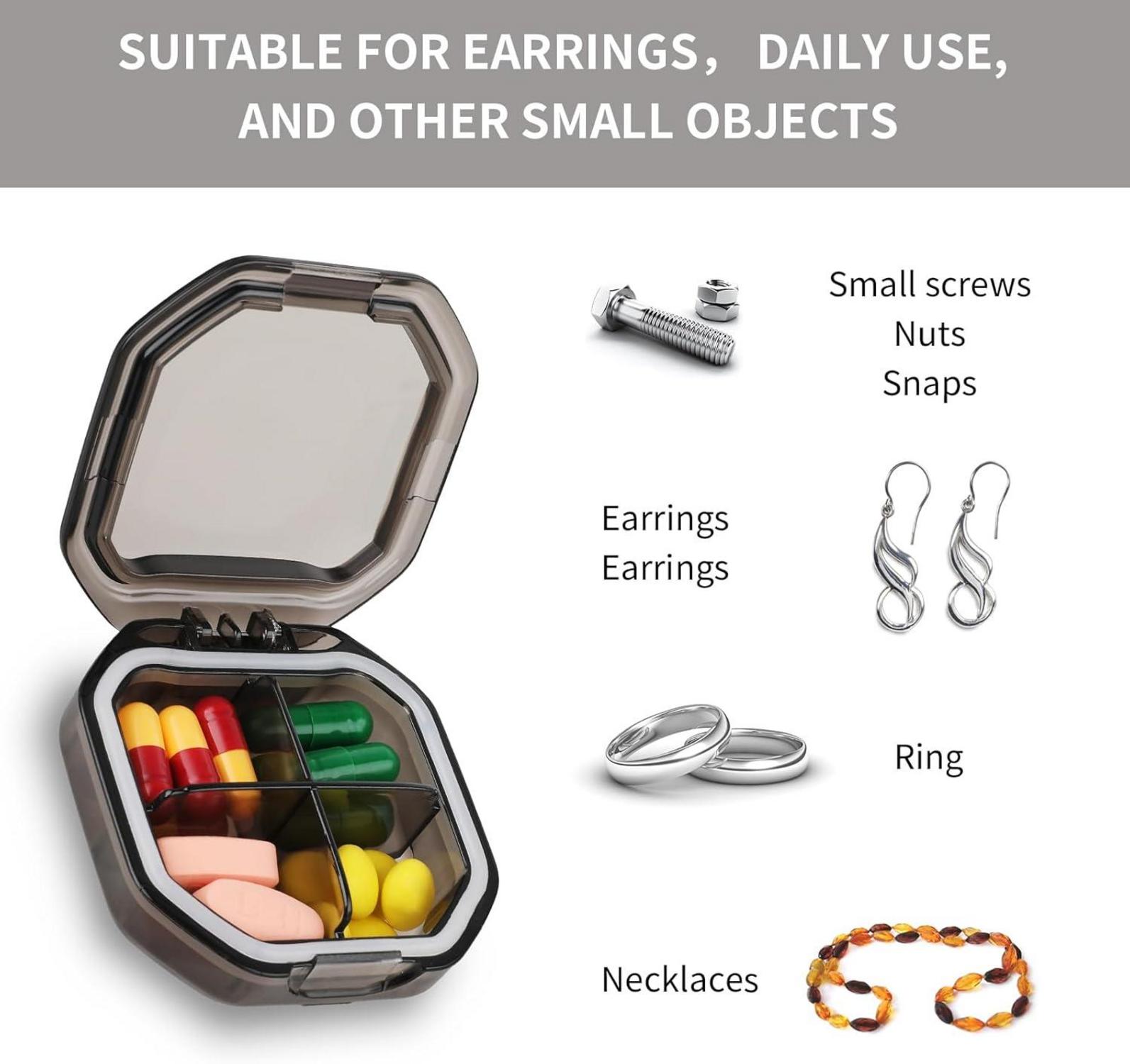 Pillendose Tablettenbox Organizer Medizin Vitamin Behälter 4 Fächer