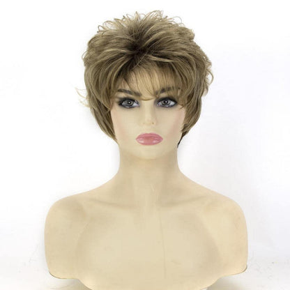 Kurze blonde & braune Bob Perücke mit Pony