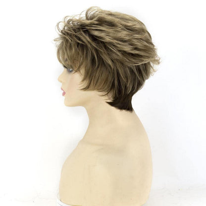 Kurze blonde & braune Bob Perücke mit Pony