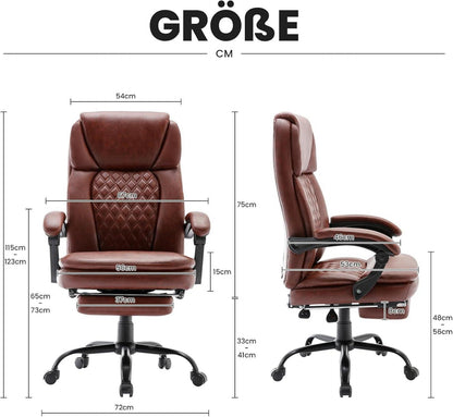 Ergonomischer Bürostuhl PU Leder Hohe Rückenlehne höhenverstellbar