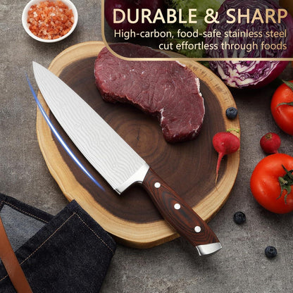 Kochmesser mit Messerschleifer 21 cm Damast Küchenmesser