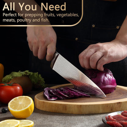 Kochmesser mit Messerschleifer 21 cm Damast Küchenmesser