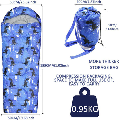 Kinder-Camping-Schlafsack mit Tragetasche für Jungen Blau, 3