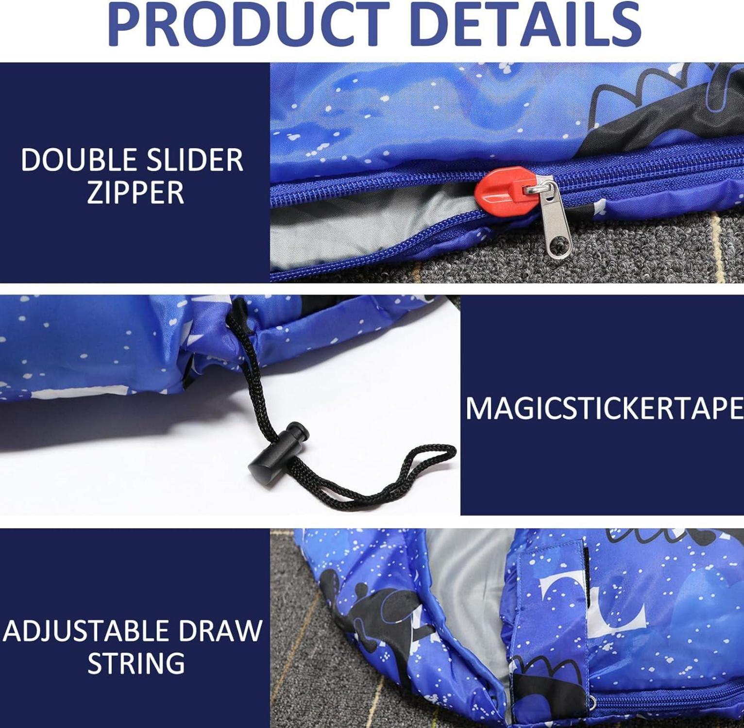 Kinder Camping Schlafsack 3 Jahreszeiten wasserdicht compact warm