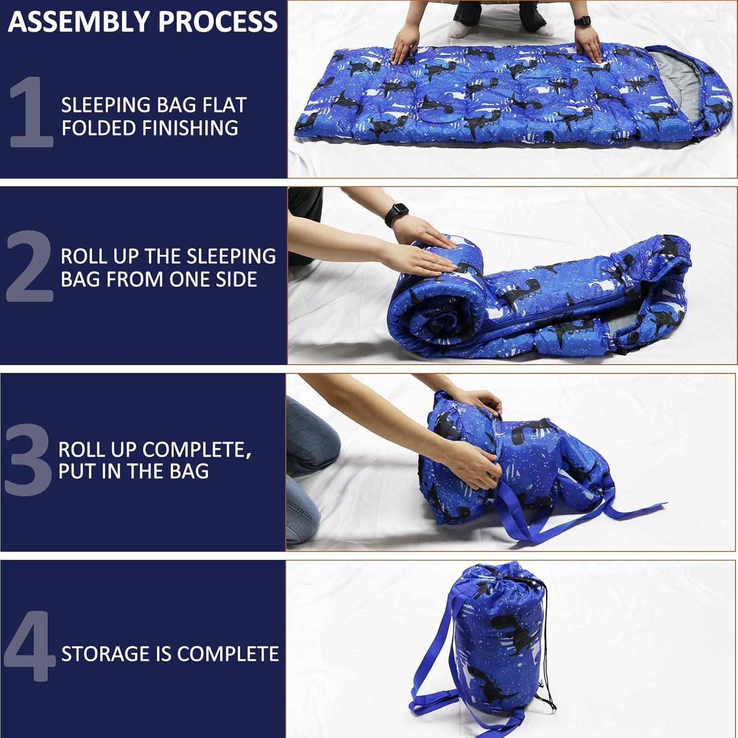 Kinder Camping Schlafsack 3 Jahreszeiten Tragetasche warm wasserdicht