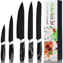 Günstiges Messerset Schwarz Edelstahl 5PCS Kochmesserset