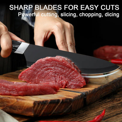 Günstiges Messerset Schwarz Edelstahl 5PCS Kochmesserset