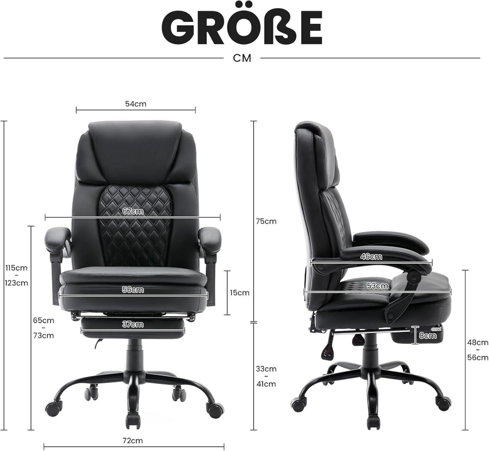 Ergonomischer Bürostuhl PU Leder Fußstütze Hoher Rücken