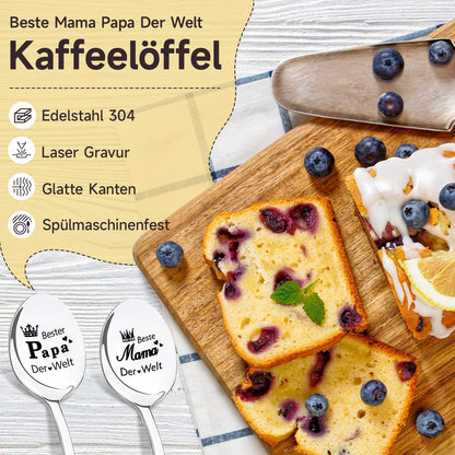 Geschenke Mama Papa Kaffeelöffel Gravur Set 2 Stücke