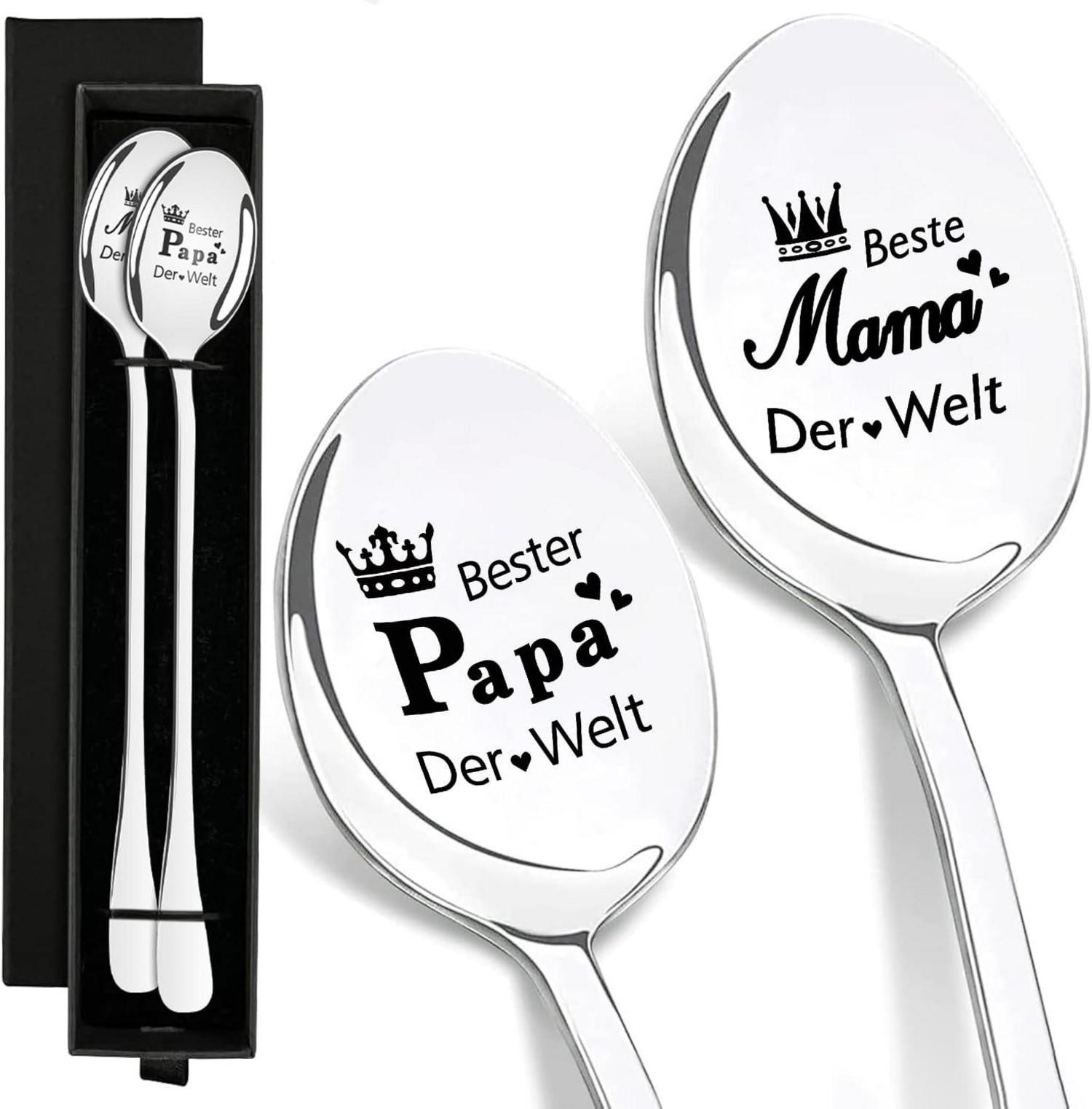 Maqhpu Kaffeelöffel Gravur Mama Papa Geschenkset Beste Eltern