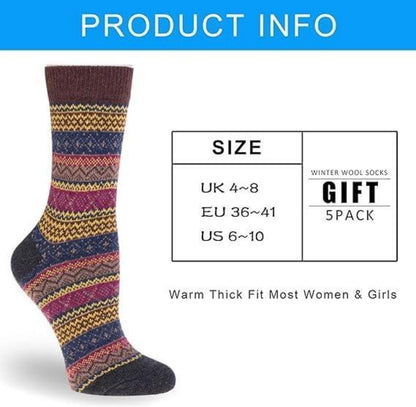 5er Set bunte warme Wollsocken Damen 35-41 Winterstrümpfe