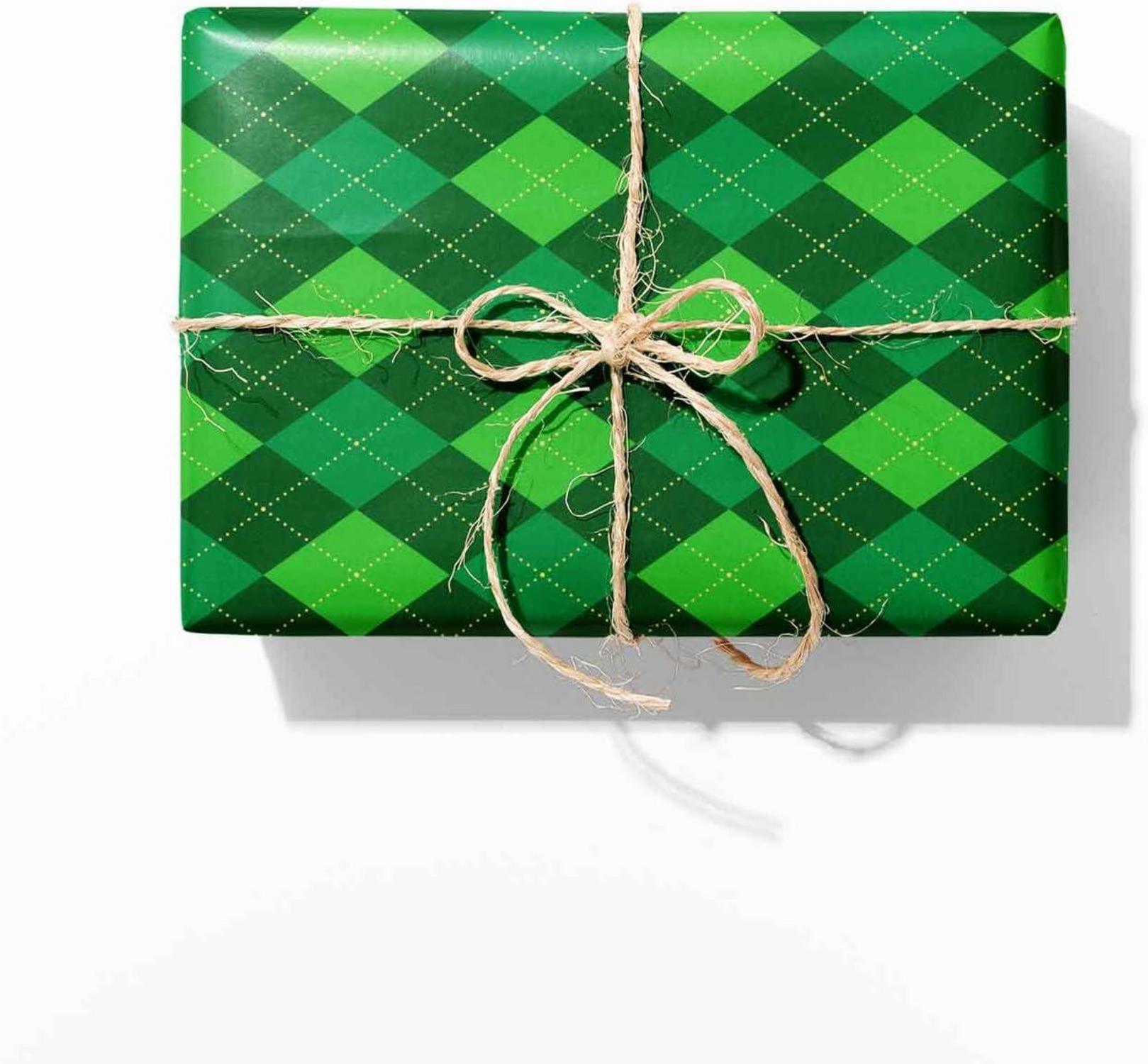 3 Rollen Geschenkpapier grün Hochwertiges Muster 43cm x 3m
