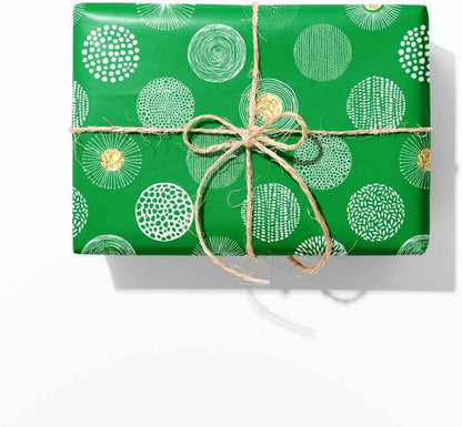 3er Geschenkpapier Set Grünes Muster 43cm x 3m - Premium Qualität