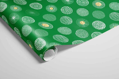 Geschenkpapier Set 3 Rollen grün 3 Muster Designs Gridlines Recycling