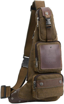 Canvas Crossbody Bag Braun - Herren Brusttasche Sling Rucksack