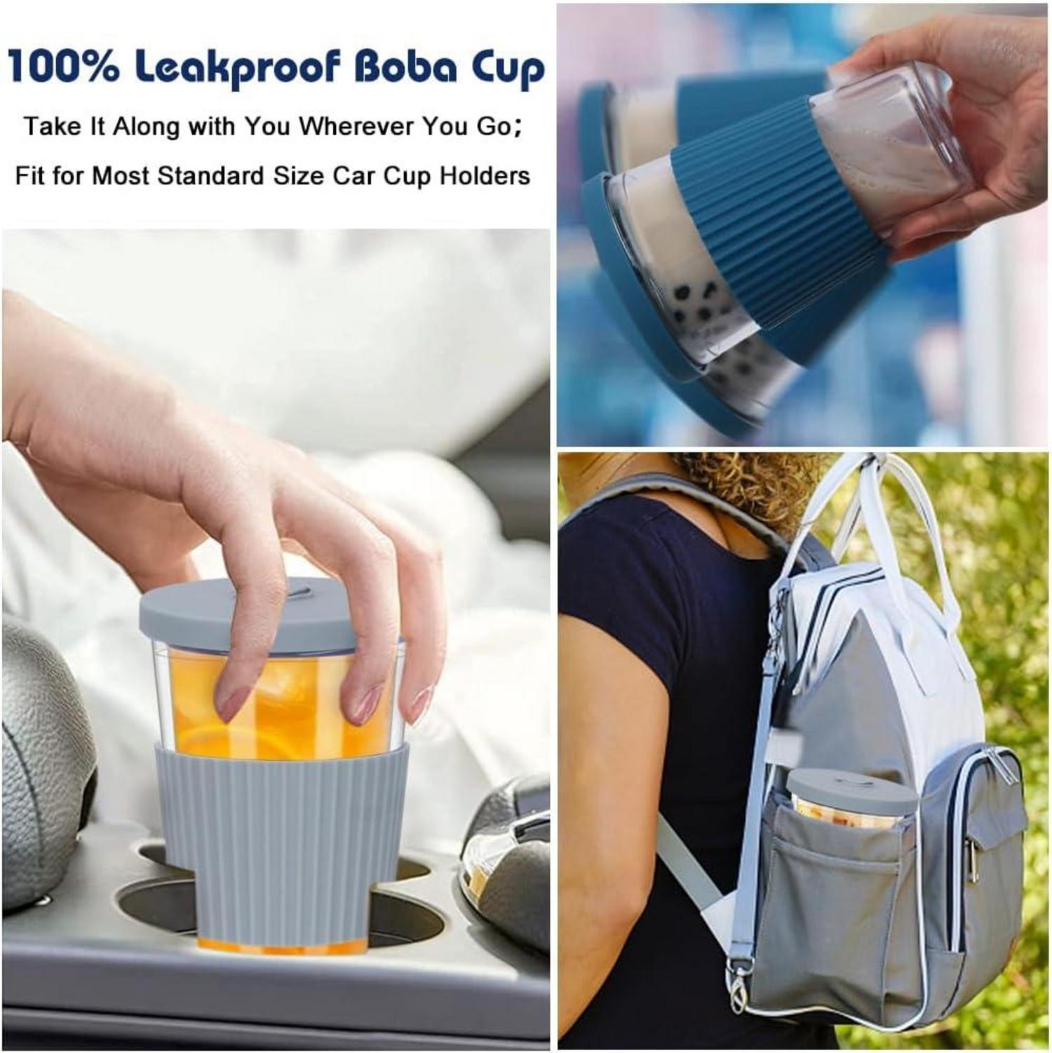 500ml Bubble Tea Becher mit Deckel und Strohhalm, 2er Pack