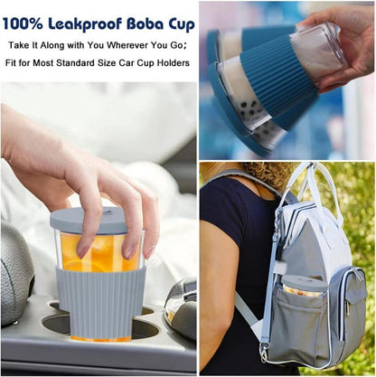 500ml Bubble Tea Becher mit Deckel und Strohhalm, 2er Pack