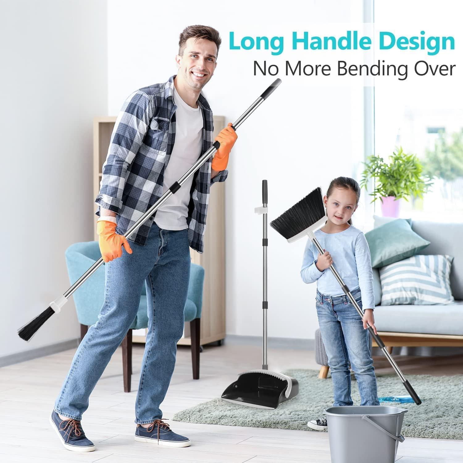 Besen Kehrschaufel Set 137cm Griff abnehmbar klappbar Bodenreinigung