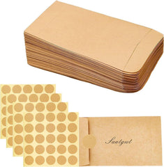 Samentütchen Kraftpapier Braun 100 Stück 6x10cm, Mini Verpackungstüten