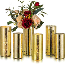 Goldene Zylindervasen Set 6tlg. Mercury Glas Vase Deko Wohnzimmer