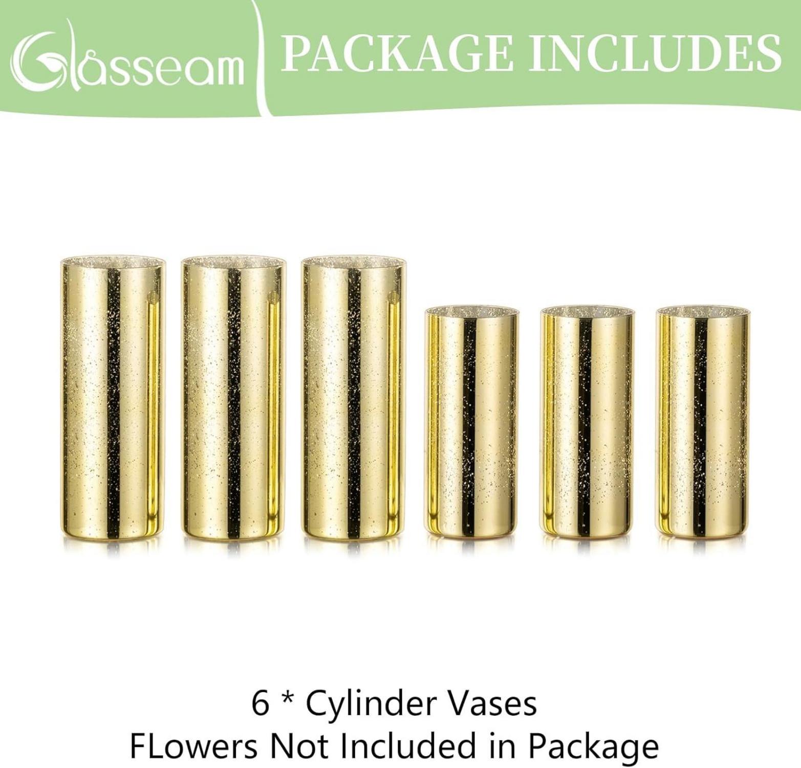 Goldene Zylindervasen Set 6 Stück - Glasvase Deko Kerzenhalter