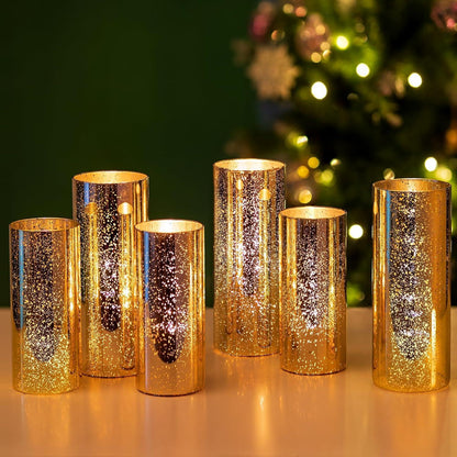 Goldene Zylindervasen Set 6 Stück Deko Vasen Glas Gold Hochzeit