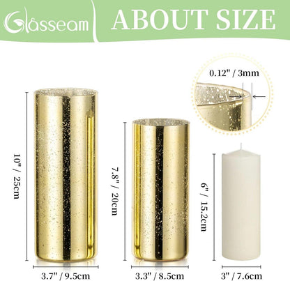 Goldene Glasvase Set 2 Stück Zylinder Vase Hochzeit Deko & Wohnzimmer