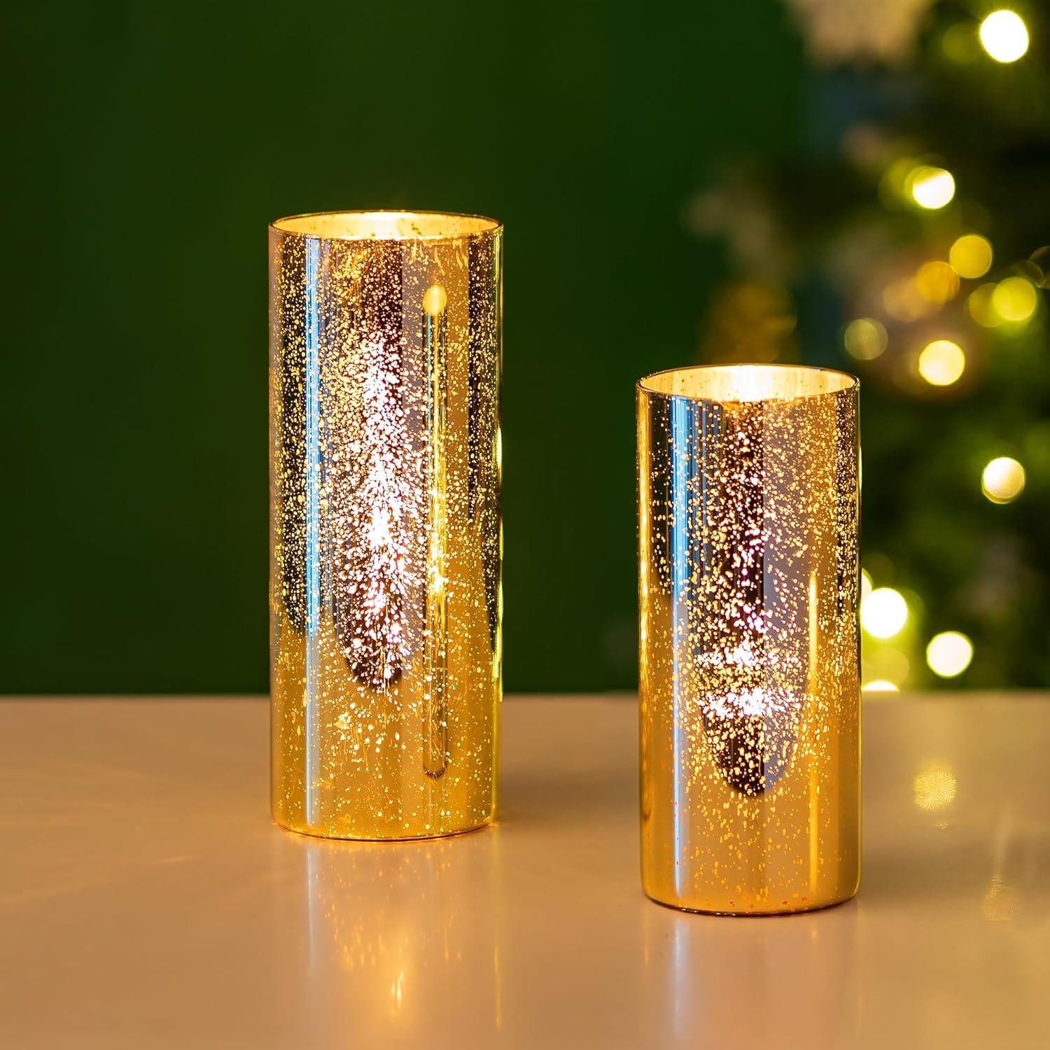 Goldene Glasvase Set 2 Stück Zylinder Vase Hochzeit Deko & Wohnzimmer