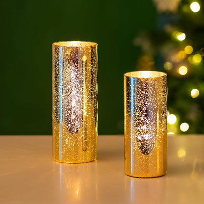 Goldene Glasvase Set 2 Stück Zylinder Vase Hochzeit Deko & Wohnzimmer