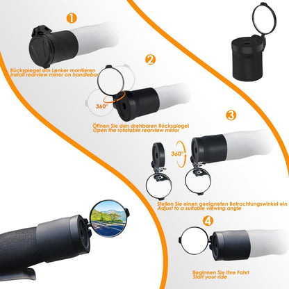 Arkham Mini Lenkerspiegel für Mountainbike, klappbarer Universal Rückspiegel, 360° drehbar
