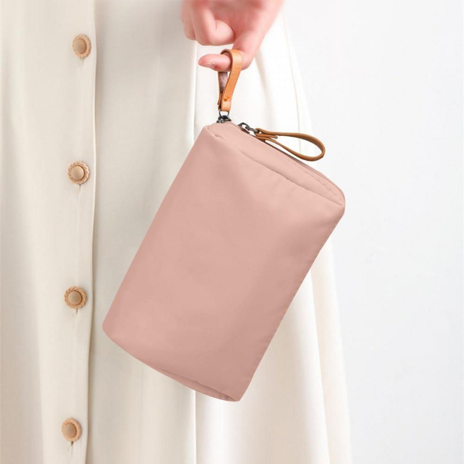Kleine Damen Kosmetiktasche mit Trennwand, Reißverschluss, wasserdicht, Rosa