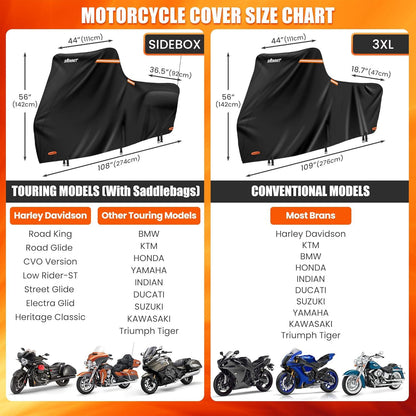 Motorrad Abdeckung Plane 420D Wasserdicht Harley Davidson Touring