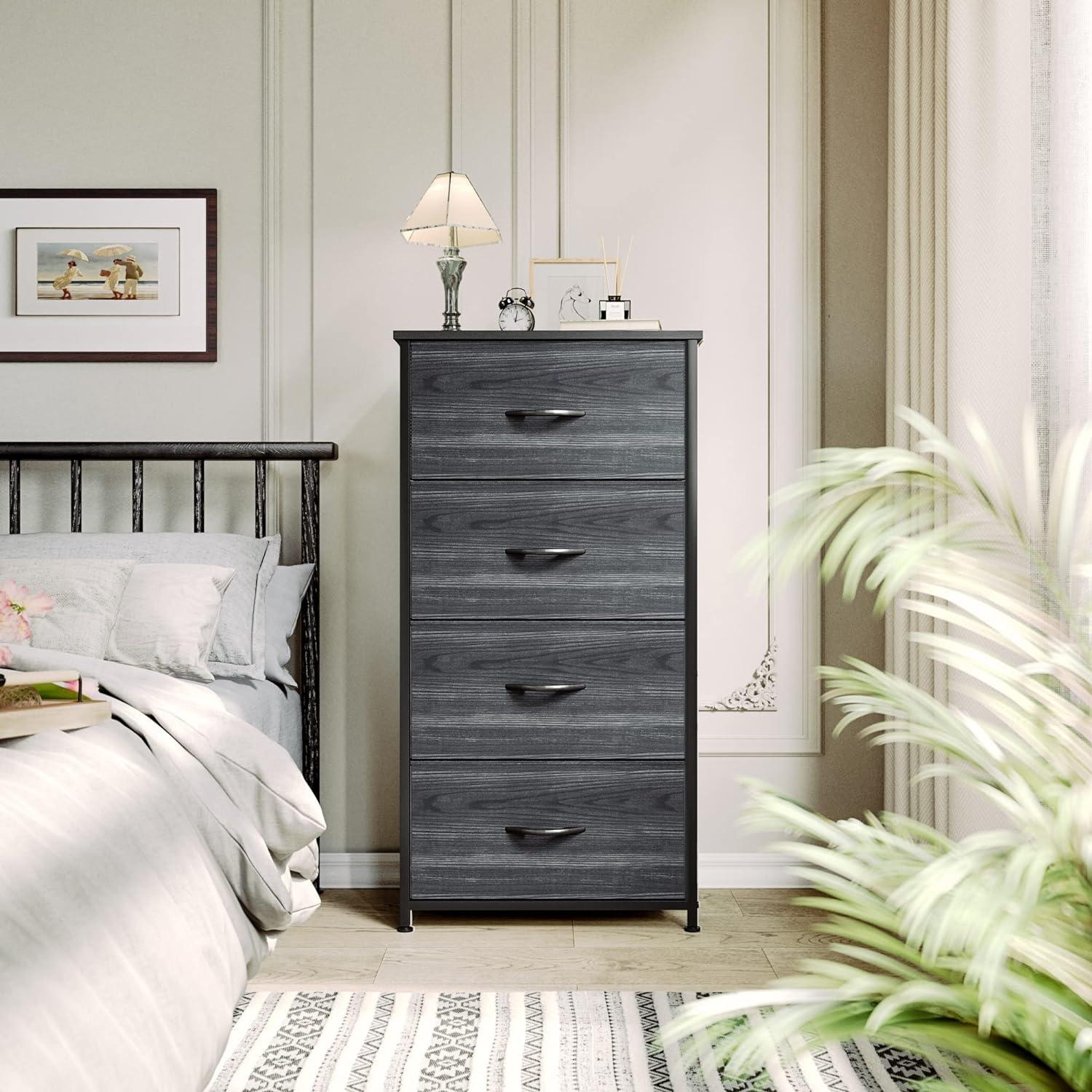 YITAHOME Kommode mit 4 Stoffschubladen, Schwarze