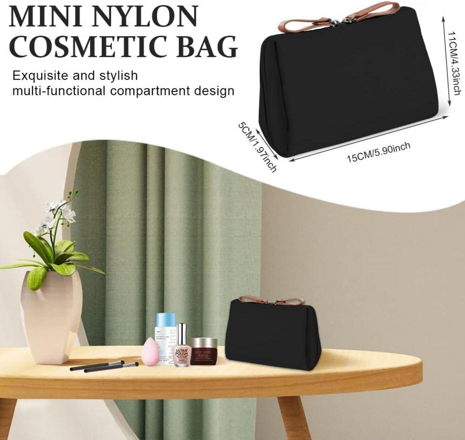 Aucuu Kosmetiktasche Damen Schwarz mit Trennwand und