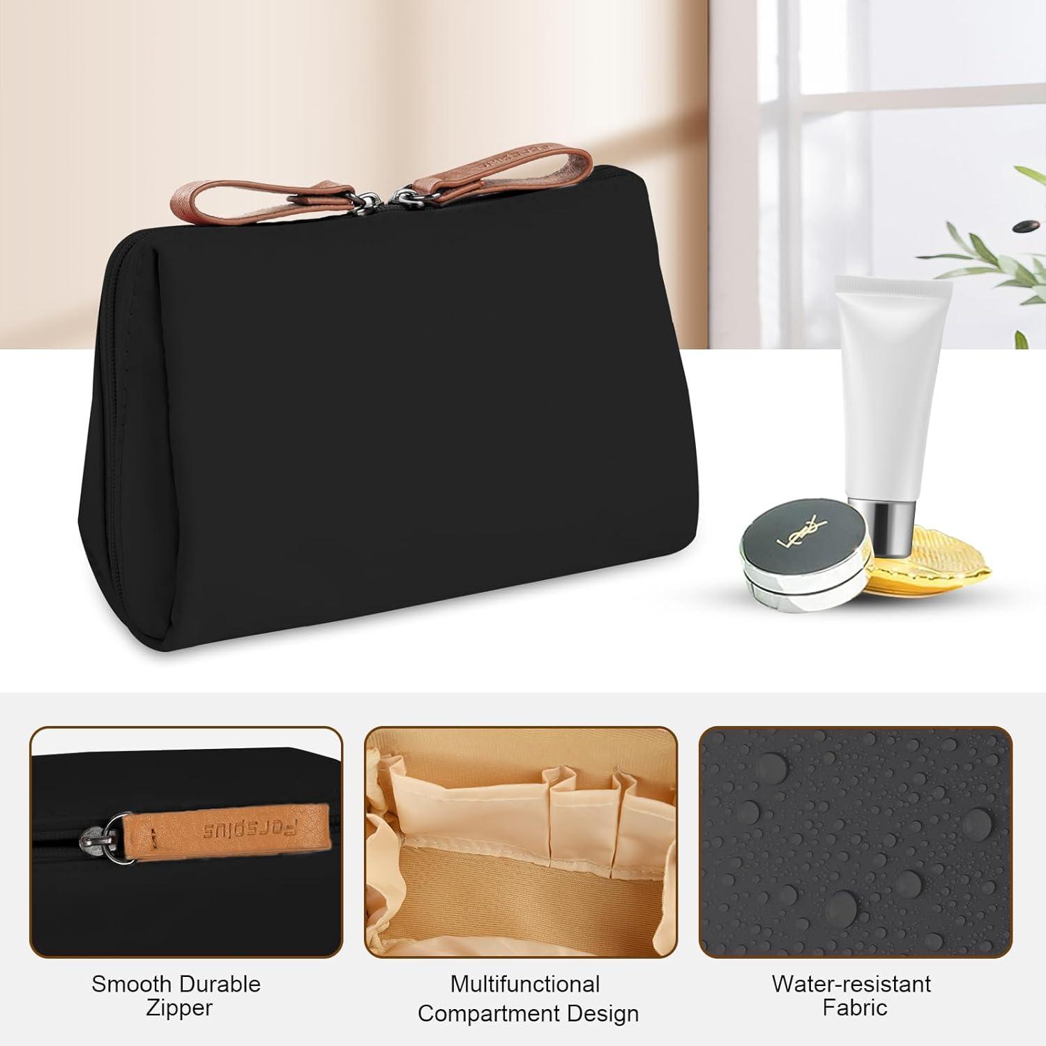 Kleine Make up Tasche mit Trennwand - Schwarz