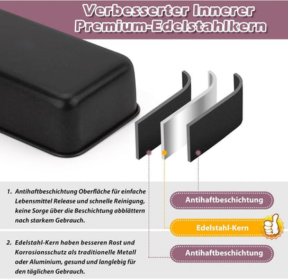 Onader Brotbackform 2er-Set Antihaftbeschichtet Edelstahlkern 23,5 x 12,6 x 6,5 cm