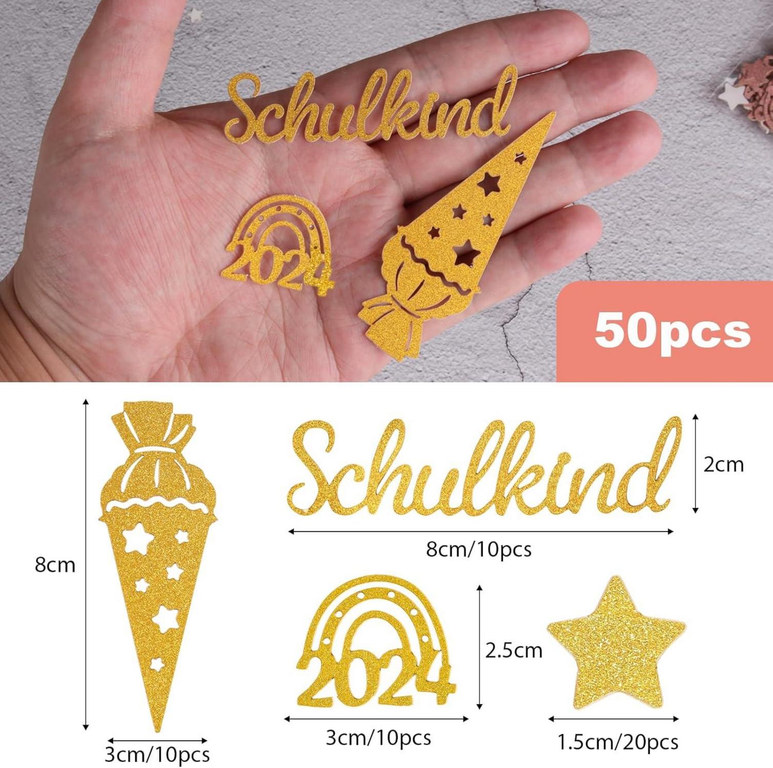 Konfetti Einschulung 2024 Gold Glitzer Schulkind Streudeko