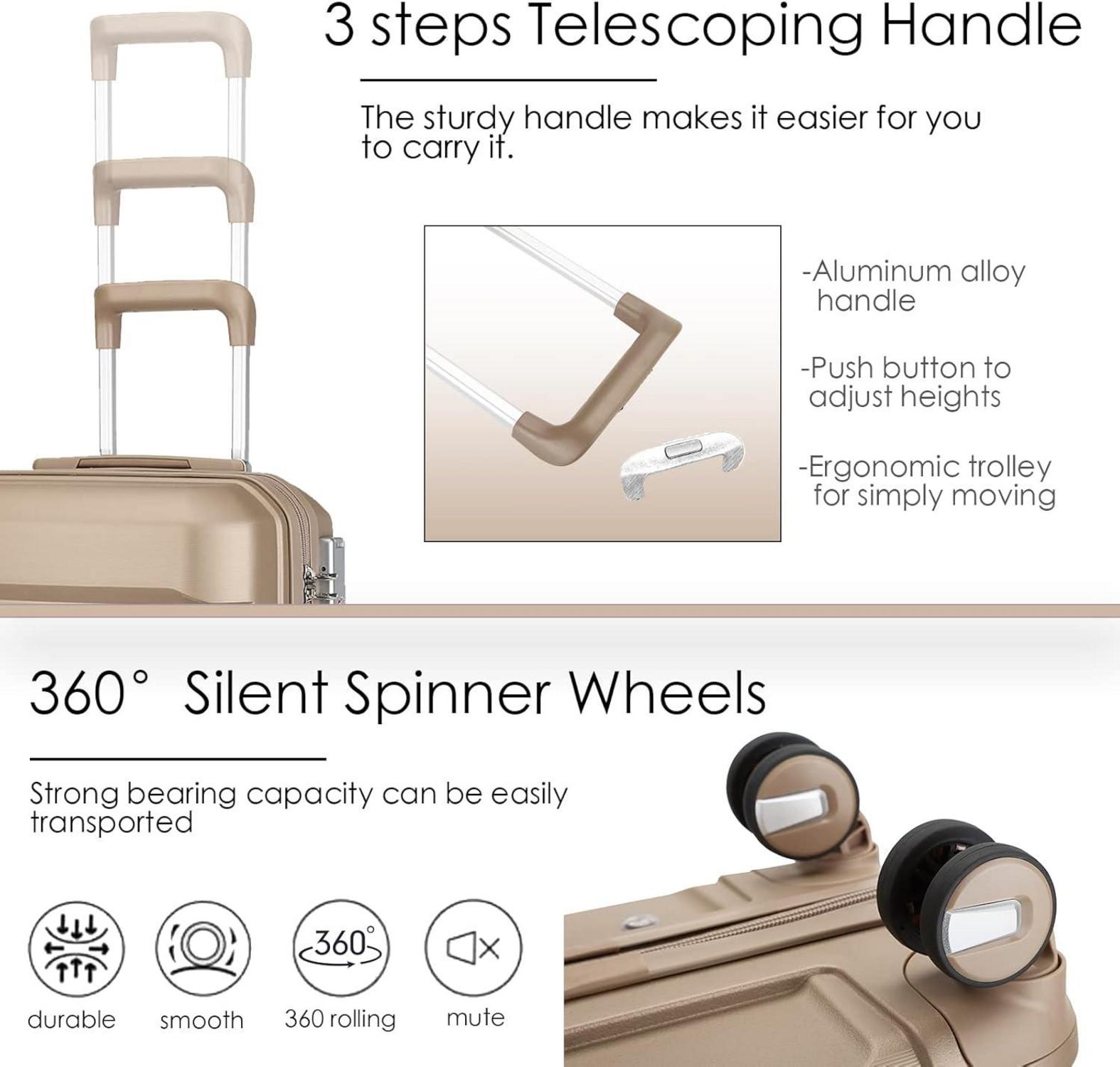Sea Choice Kofferset 4tlg Handgepäck Trolley Koffer TSA Schloss Gold