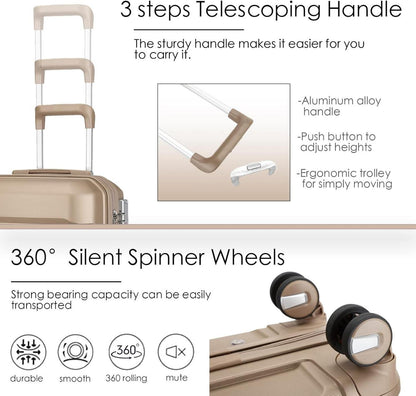 Sea Choice Kofferset 4tlg Handgepäck Trolley Koffer TSA Schloss Gold