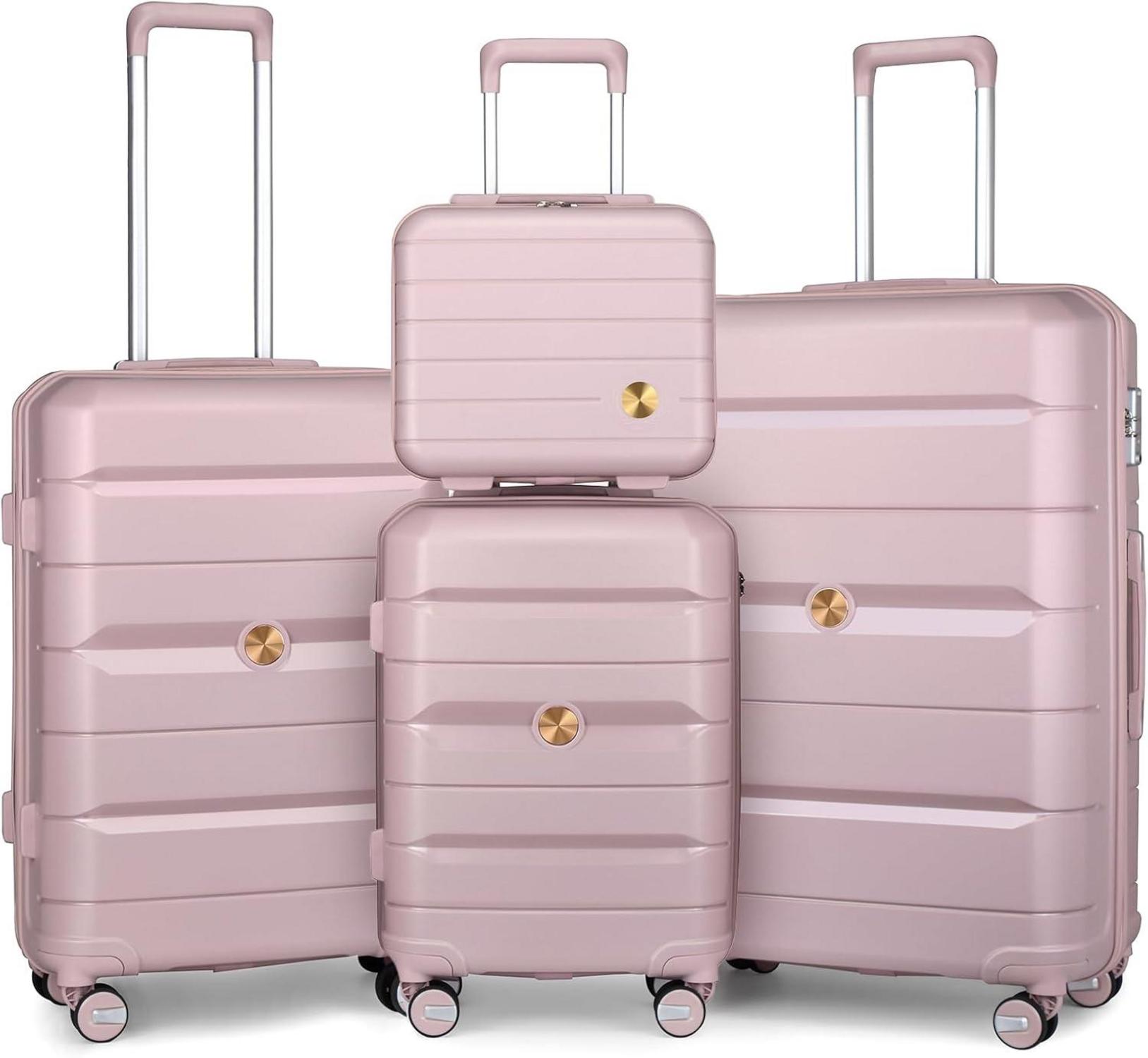 Kofferset 4tlg Handgepäck Trolley Hartschalen Beautycase TSA Schloss