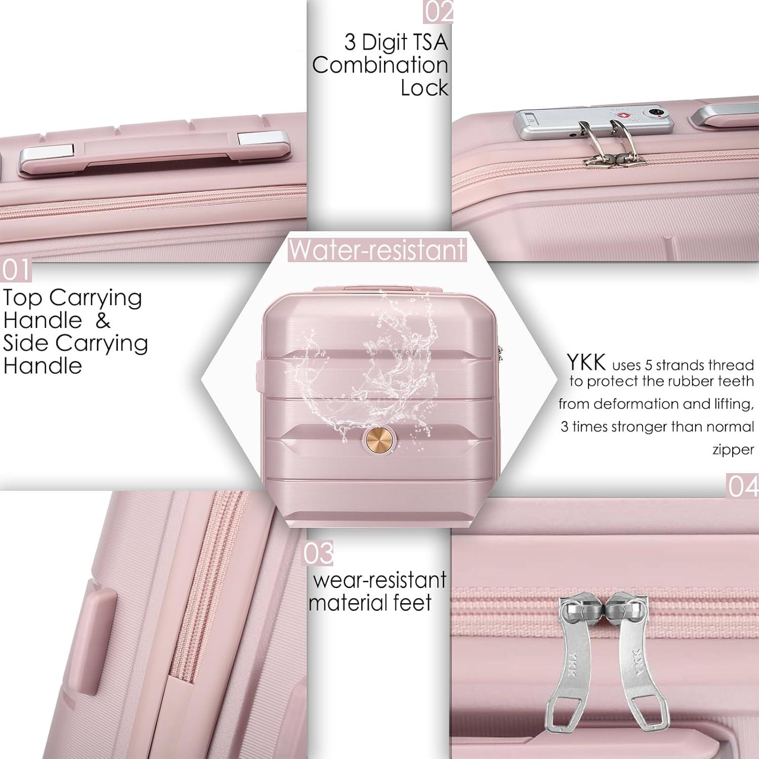 Kofferset 4tlg Handgepäck Trolley Hartschalen Beautycase TSA Schloss