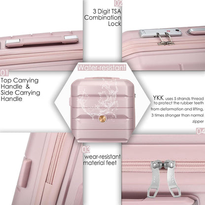 Kofferset 4tlg Handgepäck Trolley Hartschalen Beautycase TSA Schloss